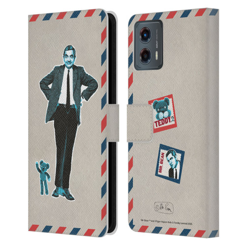 Mr. Bean London Art Postcard Leather Book Wallet Case Cover For Motorola Moto G (2023)