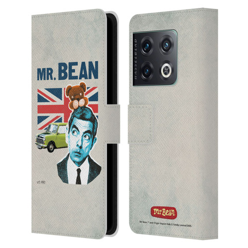 Mr. Bean London Art With Teddy Leather Book Wallet Case Cover For OnePlus 10 Pro