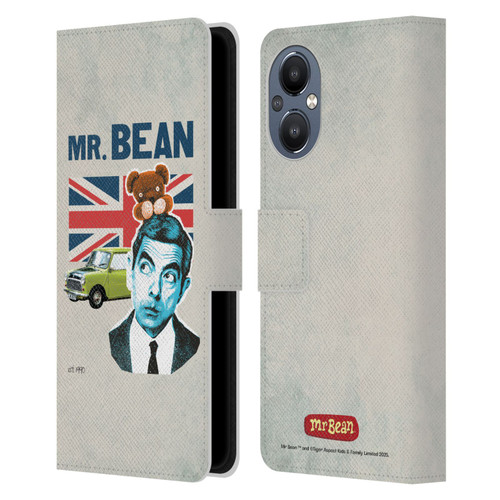 Mr. Bean London Art With Teddy Leather Book Wallet Case Cover For OnePlus Nord N20 5G