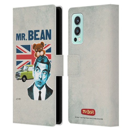 Mr. Bean London Art With Teddy Leather Book Wallet Case Cover For OnePlus Nord 2 5G