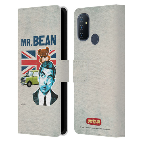 Mr. Bean London Art With Teddy Leather Book Wallet Case Cover For OnePlus Nord N100