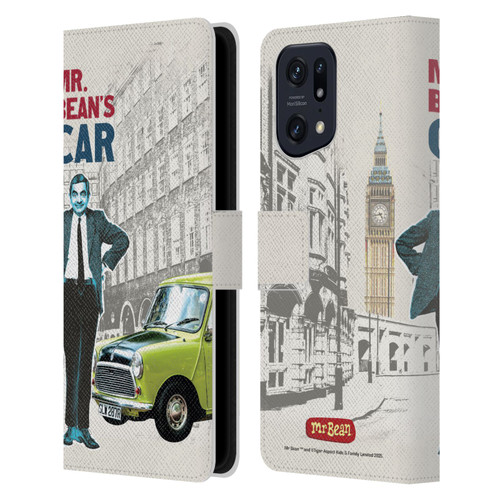 Mr. Bean London Art With Car Leather Book Wallet Case Cover For OPPO Find X5
