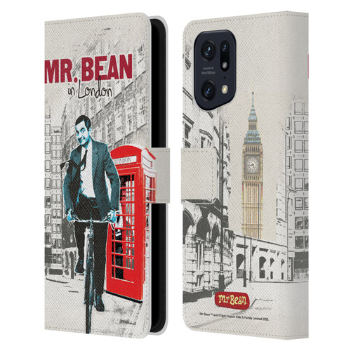 Mr. Bean London Art In London Leather Book Wallet Case Cover For OPPO Find X5