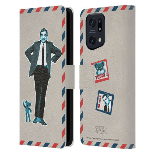 Mr. Bean London Art Postcard Leather Book Wallet Case Cover For OPPO Find X5 Pro