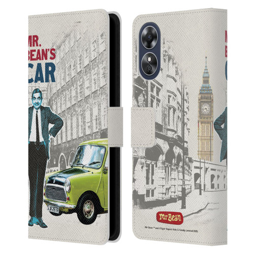 Mr. Bean London Art With Car Leather Book Wallet Case Cover For OPPO A17