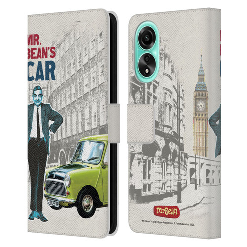 Mr. Bean London Art With Car Leather Book Wallet Case Cover For OPPO A78 4G