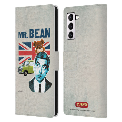 Mr. Bean London Art With Teddy Leather Book Wallet Case Cover For Samsung Galaxy S21+ 5G
