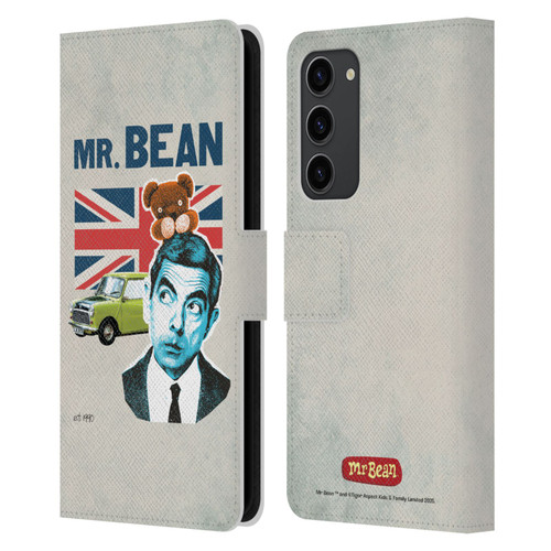 Mr. Bean London Art With Teddy Leather Book Wallet Case Cover For Samsung Galaxy S23+ 5G