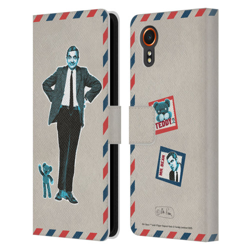 Mr. Bean London Art Postcard Leather Book Wallet Case Cover For Samsung Galaxy Xcover7 5G