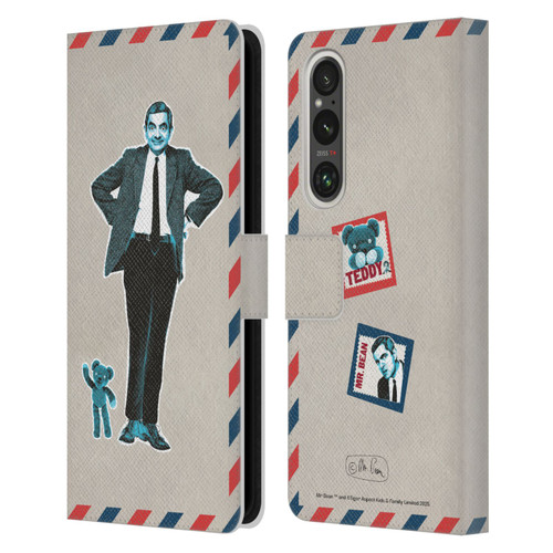 Mr. Bean London Art Postcard Leather Book Wallet Case Cover For Sony Xperia 1 V 5G