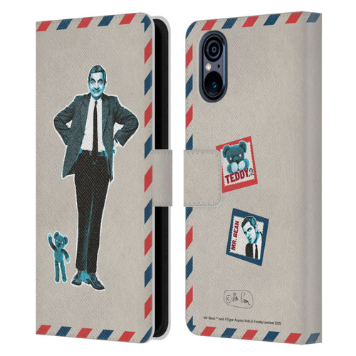Mr. Bean London Art Postcard Leather Book Wallet Case Cover For Sony Xperia 5 V 5G