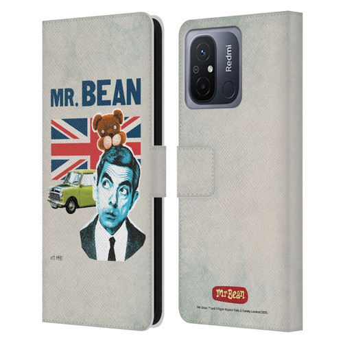 Mr. Bean London Art With Teddy Leather Book Wallet Case Cover For Xiaomi Redmi 12C