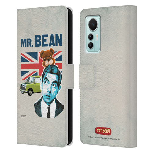 Mr. Bean London Art With Teddy Leather Book Wallet Case Cover For Xiaomi 12 Lite