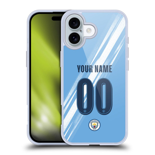 Custom Customised Personalised Manchester City Man City FC 2025/26 Badge Kit Home Soft Gel Case for Apple iPhone 16