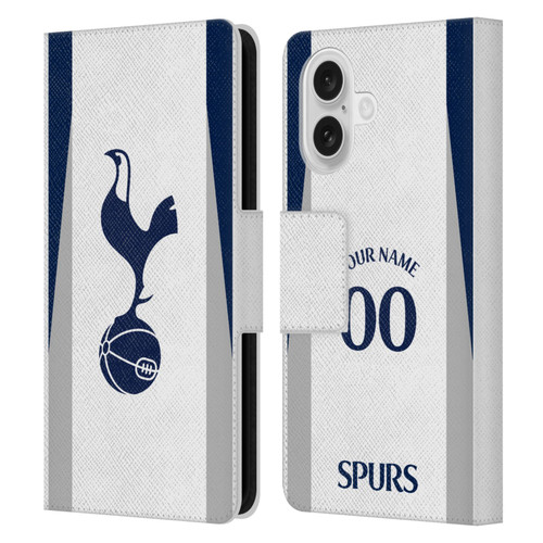 Custom Customised Personalised Tottenham Hotspur F.C. 2025/26 Badge Kit Home Leather Book Wallet Case Cover For Apple iPhone 16