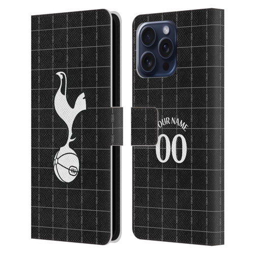Custom Customised Personalised Tottenham Hotspur F.C. 2025/26 Badge Kit Away Leather Book Wallet Case Cover For Apple iPhone 16 Pro Max