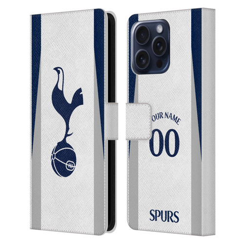Custom Customised Personalised Tottenham Hotspur F.C. 2025/26 Badge Kit Home Leather Book Wallet Case Cover For Apple iPhone 16 Pro Max
