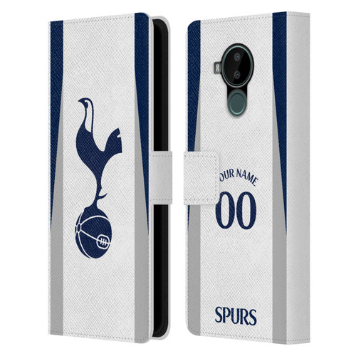 Custom Customised Personalised Tottenham Hotspur F.C. 2025/26 Badge Kit Home Leather Book Wallet Case Cover For Nokia C30