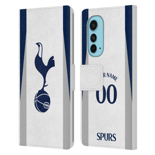 Custom Customised Personalised Tottenham Hotspur F.C. 2025/26 Badge Kit Home Leather Book Wallet Case Cover For Motorola Edge (2022)