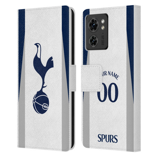 Custom Customised Personalised Tottenham Hotspur F.C. 2025/26 Badge Kit Home Leather Book Wallet Case Cover For Motorola Moto Edge 40/Edge (2023)