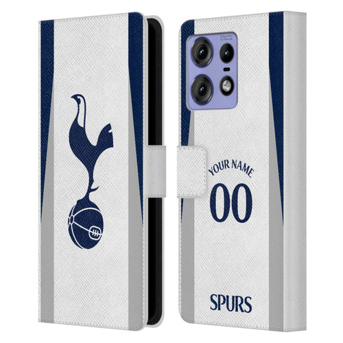 Custom Customised Personalised Tottenham Hotspur F.C. 2025/26 Badge Kit Home Leather Book Wallet Case Cover For Motorola Edge 50 Pro