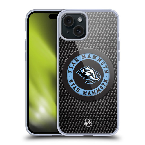 NHL Utah Mammoth Puck Texture Soft Gel Case for Apple iPhone 15 Plus