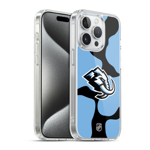 NHL Utah Mammoth Cow Pattern Soft Gel Case for Apple iPhone 15 Pro & MagSafe