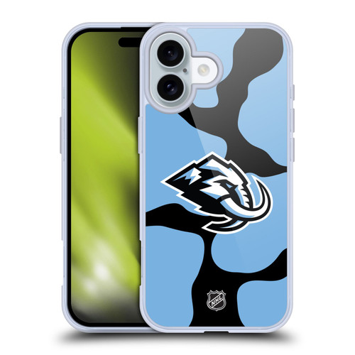 NHL Utah Mammoth Cow Pattern Soft Gel Case for Apple iPhone 16