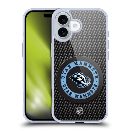 NHL Utah Mammoth Puck Texture Soft Gel Case for Apple iPhone 16