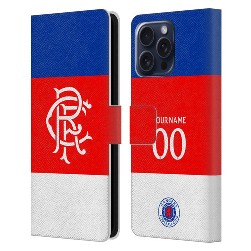 Custom Customised Personalised Rangers FC 2025/26 Kit Away Leather Book Wallet Case Cover For Apple iPhone 16 Pro Max