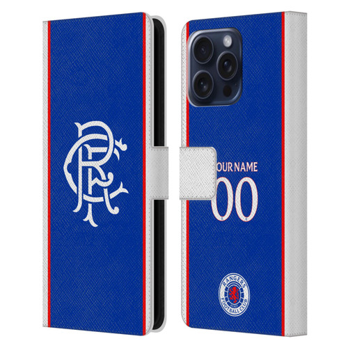 Custom Customised Personalised Rangers FC 2025/26 Kit Home Leather Book Wallet Case Cover For Apple iPhone 16 Pro Max