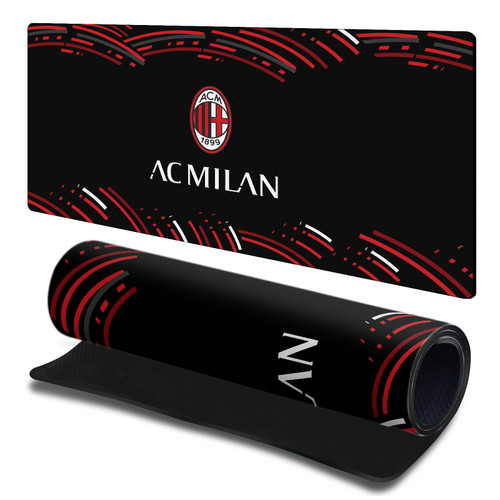 AC Milan Crest Logo Curved Gaming Office Desk PC Keyboard Mouse Mat Pad 23.62 x 11.81 x 0.12 inches (600 x 300 mm) - L