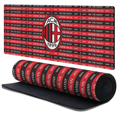 AC Milan Crest Logo Sempre Milan 1899 Gaming Office Desk PC Keyboard Mouse Mat Pad 37.4 x 15.75 x 0.16 inches (900 x 400 mm) - XL