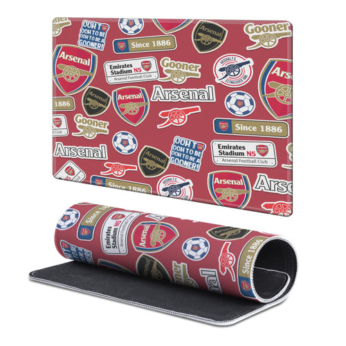 Arsenal FC Crest Logo & Patterns Collage Gaming Office Desk PC Keyboard Mouse Mat Pad - S