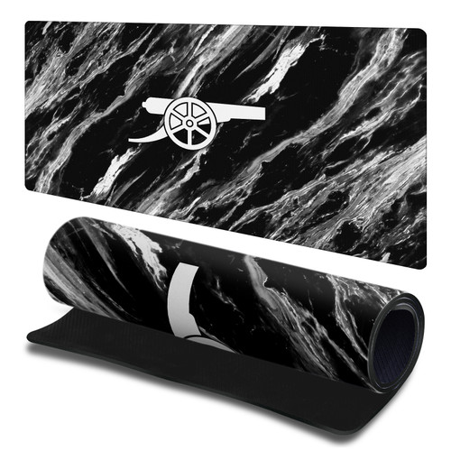 Arsenal FC Crest Logo & Patterns Marble Gaming Office Desk PC Keyboard Mouse Mat Pad 23.62 x 11.81 x 0.12 inches (600 x 300 mm) - L