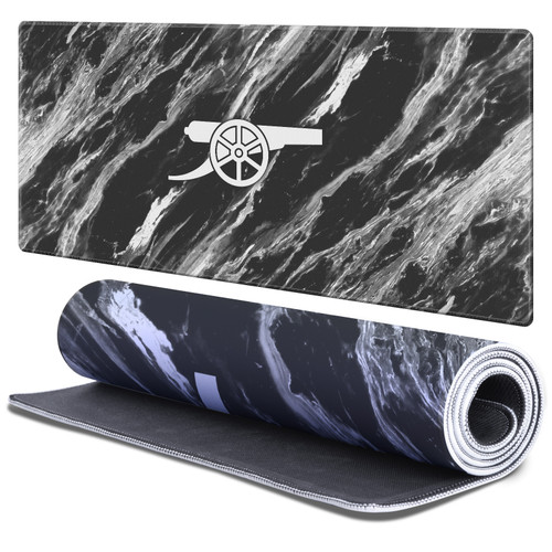 Arsenal FC Crest Logo & Patterns Marble Gaming Office Desk PC Keyboard Mouse Mat Pad 37.4 x 15.75 x 0.16 inches (900 x 400 mm) - XL