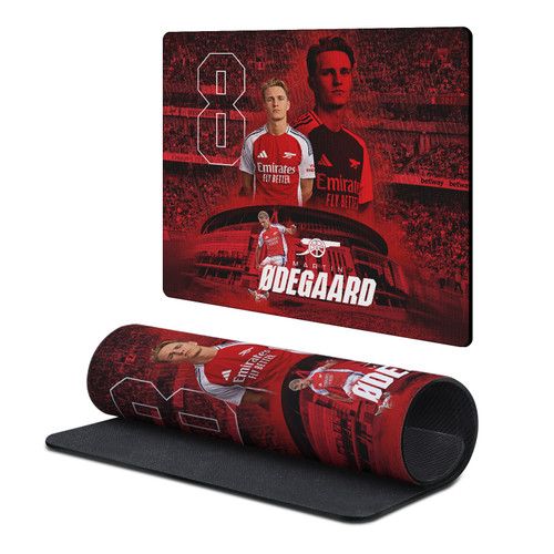 Arsenal FC 2024/25 Crest Kit And Players Martin Ødegaard Gaming Office Desk PC Keyboard Mouse Mat Pad 9.84 x 11.81 x 0.12 inches (250 x 300 mm) - S