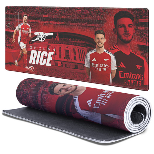 Arsenal FC 2024/25 Crest Kit And Players Declan Rice Gaming Office Desk PC Keyboard Mouse Mat Pad 37.4 x 15.75 x 0.16 inches (900 x 400 mm) - XL