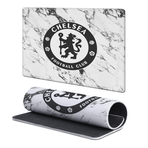 Chelsea Football Club Crest Logo White Marble Gaming Office Desk PC Keyboard Mouse Mat Pad - S