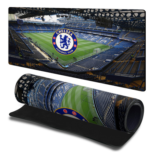 Chelsea Football Club Crest Logo Stamford Bridge Stadium Gaming Office Desk PC Keyboard Mouse Mat Pad 23.62 x 11.81 x 0.12 inches (600 x 300 mm) - L