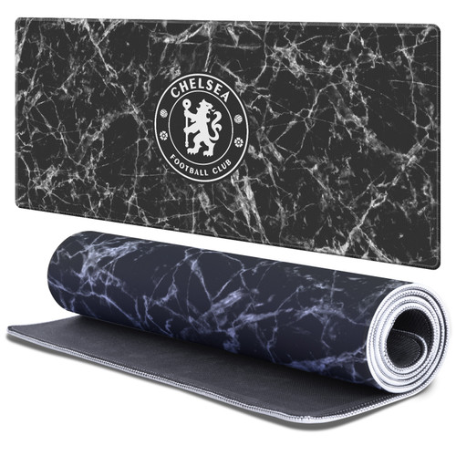 Chelsea Football Club Crest Logo Black Marble Gaming Office Desk PC Keyboard Mouse Mat Pad - XL