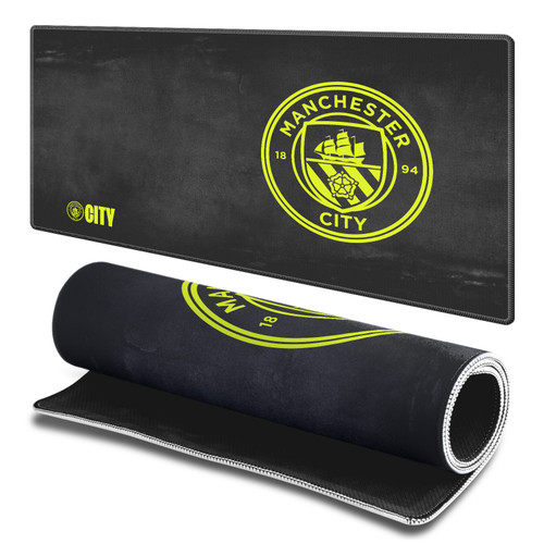 Manchester City Man City FC Crest Logo Black Gaming Office Desk PC Keyboard Mouse Mat Pad - L