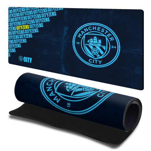 Manchester City Man City FC Crest Logo Typography Gaming Office Desk PC Keyboard Mouse Mat Pad 23.62 x 11.81 x 0.12 inches (600 x 300 mm) - L