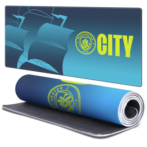 Manchester City Man City FC Crest Logo Gradient Gaming Office Desk PC Keyboard Mouse Mat Pad 37.4 x 15.75 x 0.16 inches (900 x 400 mm) - XL