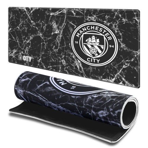 Manchester City Man City FC Crest Logo Black Marble Gaming Office Desk PC Keyboard Mouse Mat Pad - L