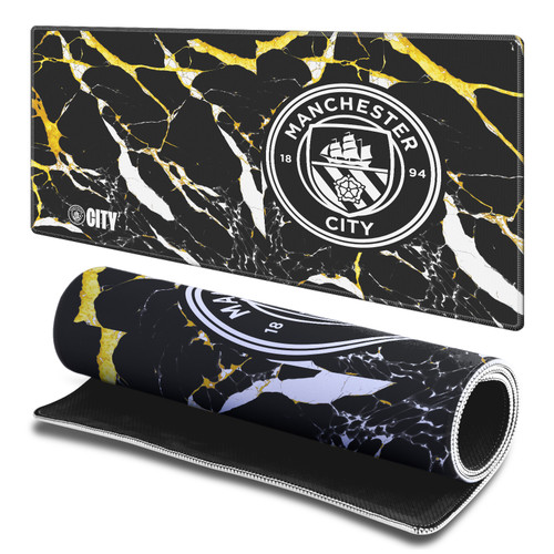 Manchester City Man City FC Crest Logo Gold Marble Gaming Office Desk PC Keyboard Mouse Mat Pad - L