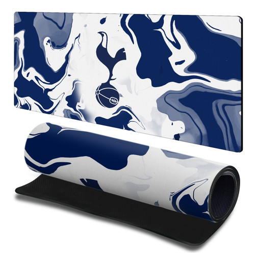 Tottenham Hotspur F.C. Logo Art Blue & White Marble Gaming Office Desk PC Keyboard Mouse Mat Pad 23.62 x 11.81 x 0.12 inches (600 x 300 mm) - L
