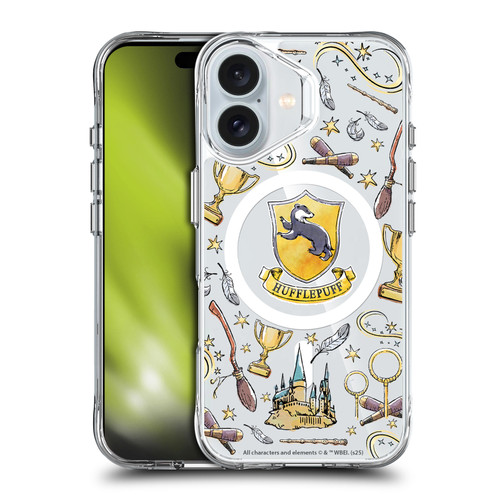 Harry Potter Magical Icons Hufflepuff Pattern SHOCKPROOF BUMPER CASE COMPATIBLE WITH Apple iPhone 16 & MAGSAFE
