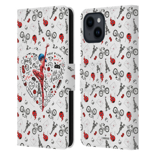 Miraculous Ladybug Character Art And Patterns Ladybug Leather Book Wallet Case Cover For Apple iPhone 15