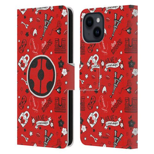 Miraculous Ladybug Character Art And Patterns Ladybug In Red Leather Book Wallet Case Cover For Apple iPhone 15
